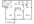 857 sq. ft. D floor plan
