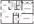 821 sq. ft. 2x1 floor plan