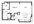623 sq. ft. E1 floor plan