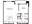 816 sq. ft. L-A9 floor plan