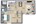 613 sq. ft. A floor plan