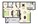 709 sq. ft. C floor plan