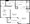680 sq. ft. A1 floor plan