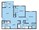 881 sq. ft. B1/Sabine floor plan