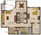 755 sq. ft. Fredericksburg floor plan
