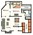 708 sq. ft. 1E10 floor plan