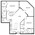 1,080 sq. ft. B1 floor plan