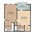 597 sq. ft. A1 floor plan
