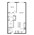 785 sq. ft. A1A floor plan