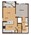 634 sq. ft. A5 floor plan