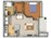 650 sq. ft. Aries   (A1) floor plan