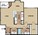761 sq. ft. B floor plan