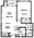 654 sq. ft. A4 floor plan
