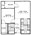 664 sq. ft. A3 floor plan