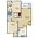 970 sq. ft. B1 floor plan