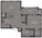 633 sq. ft. A2 floor plan
