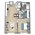617 sq. ft. A3 floor plan