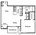 729 sq. ft. RW A-2 floor plan