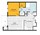 645 sq. ft. A8 floor plan