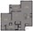 848 sq. ft. A6 floor plan