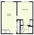 600 sq. ft. B6 floor plan