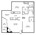 1,000 sq. ft. B4 Up floor plan