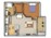 721 sq. ft. Auriga   (A2) floor plan