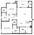 769 sq. ft. Furnished floor plan