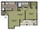 689 sq. ft. to 701 sq. ft. Augusta floor plan