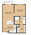 673 sq. ft. A1 floor plan