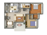 889 sq. ft. Cozumel (B1) floor plan