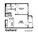 615 sq. ft. Galliard floor plan