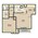 711 sq. ft. Oak floor plan
