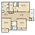 1,406 sq. ft. L floor plan
