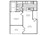 644 sq. ft. B floor plan