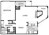 720 sq. ft. Bergdorf floor plan