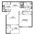 651 sq. ft. A floor plan
