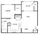 695 sq. ft. A2 floor plan