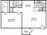 679 sq. ft. A1 floor plan
